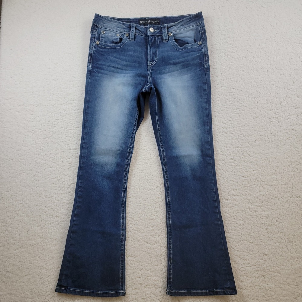 Stella in Dreams Bootcut Jeans Womens 15 Blue Embellished Pocket Denim Cowgirl